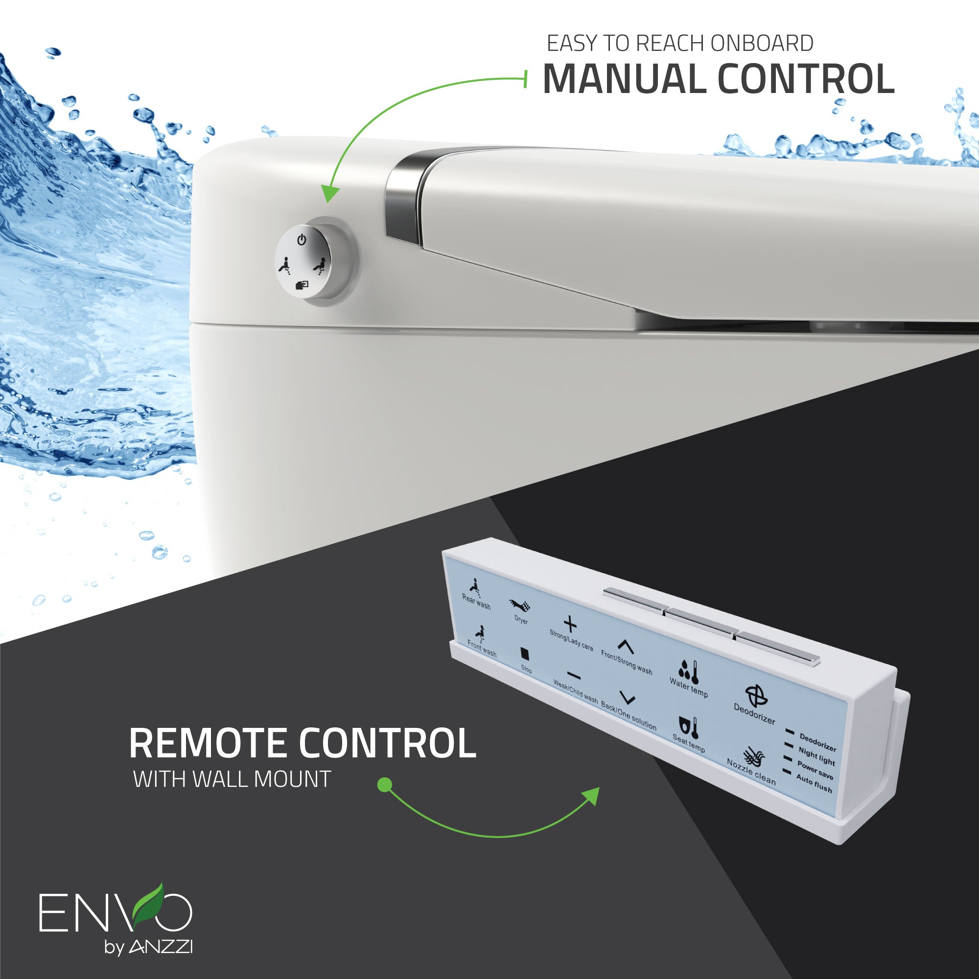 ANZZI ENVO Aura Smart Toilet Bidet with Remote & Auto Flush TL-STSF851WH