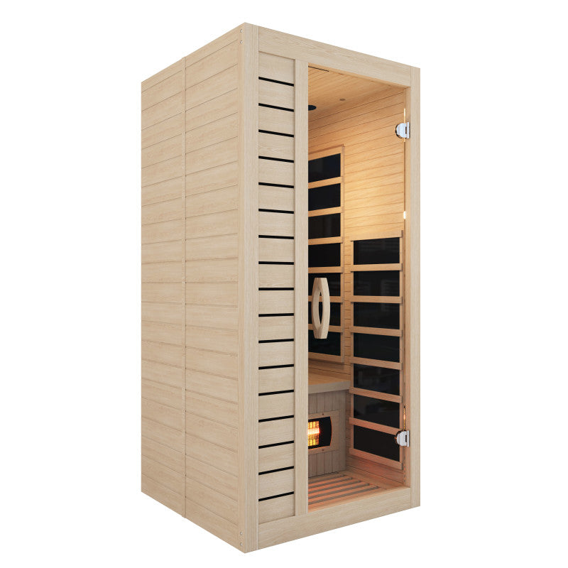 SteamSpa Home Sauna Room 1 Person Hemlock Wooden Indoor Infrared Sauna