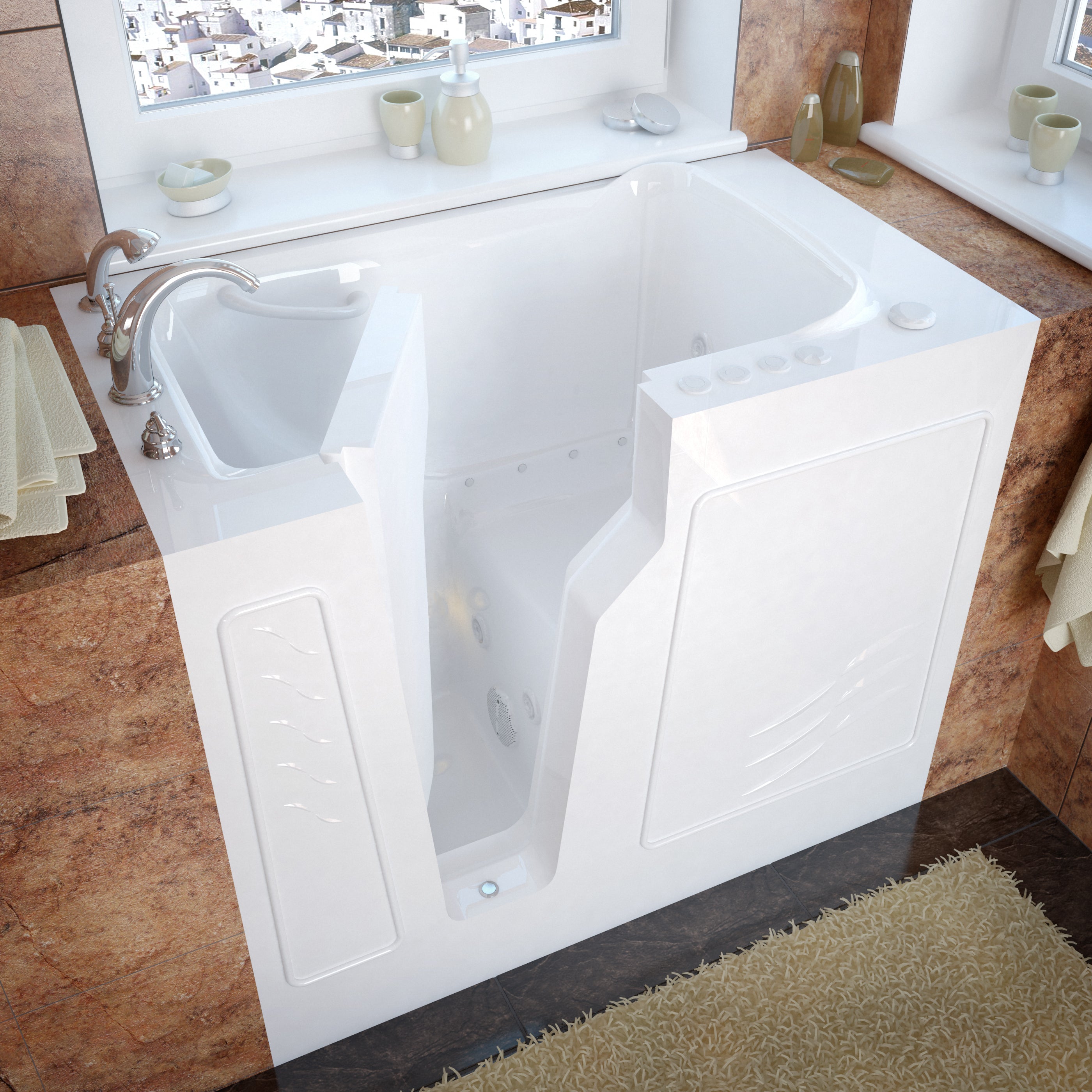 MediTub 2646 Series 46" Gelcoat Walk-In Bathtub for Alcove, Corner and Single Wall Installation